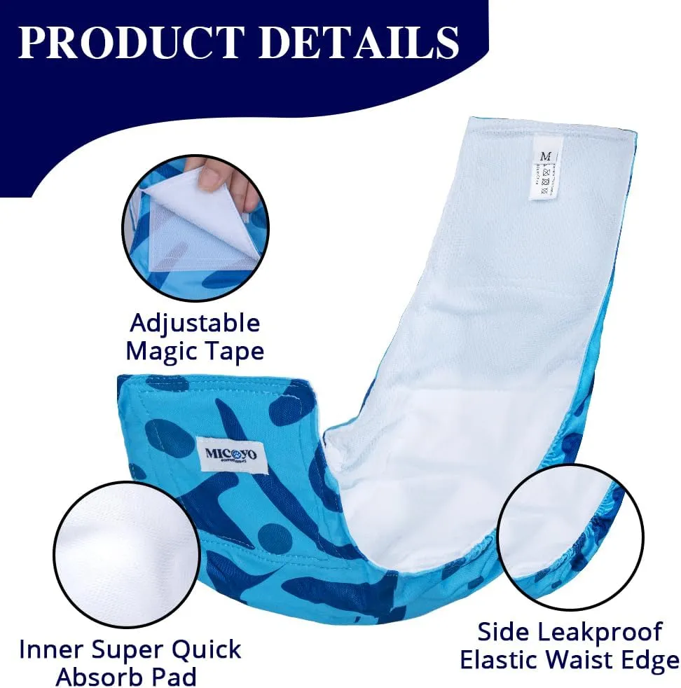 MICOOYO Belly Bands for Male Dogs, 3 Pack Reusable Dog Diapers Male for Puppy Doggie, Washable Male Dog Wraps XSmall (XS, Rainforest)