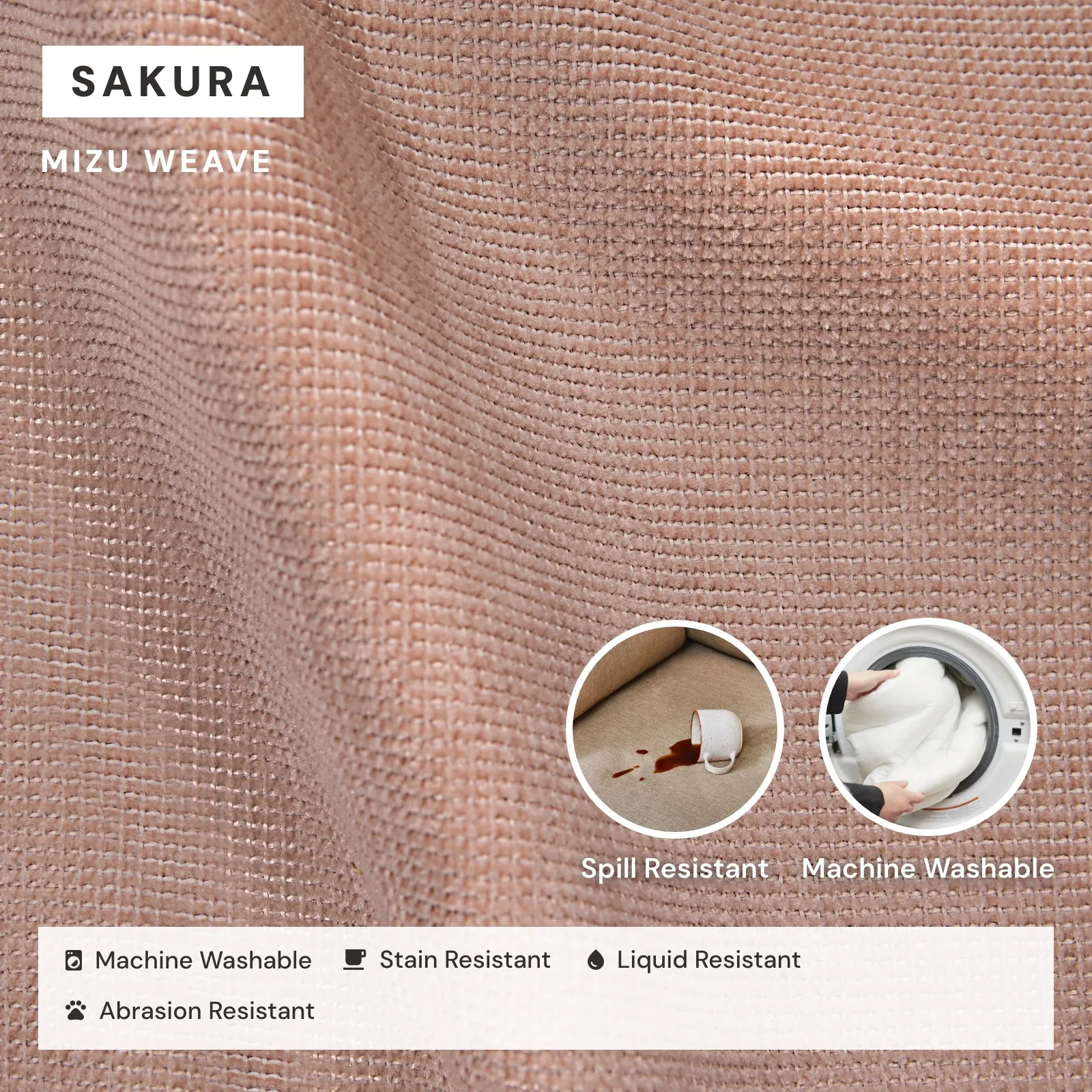 Modular Washable 3-Seater in Sakura | Deluxe  Seat | Cloud Pillow