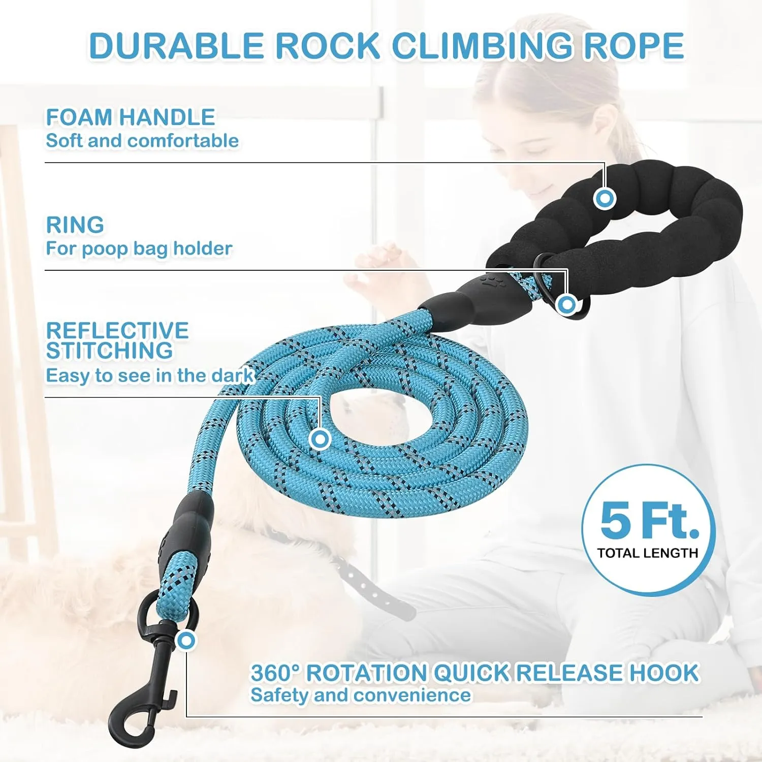 MoNiBloom No Pull Dog Harness w/Leash Set, Reflective Soft Puppy Padded Vest for Walking, Training, Easy to Put on Small Dogs - Sky Blue, S