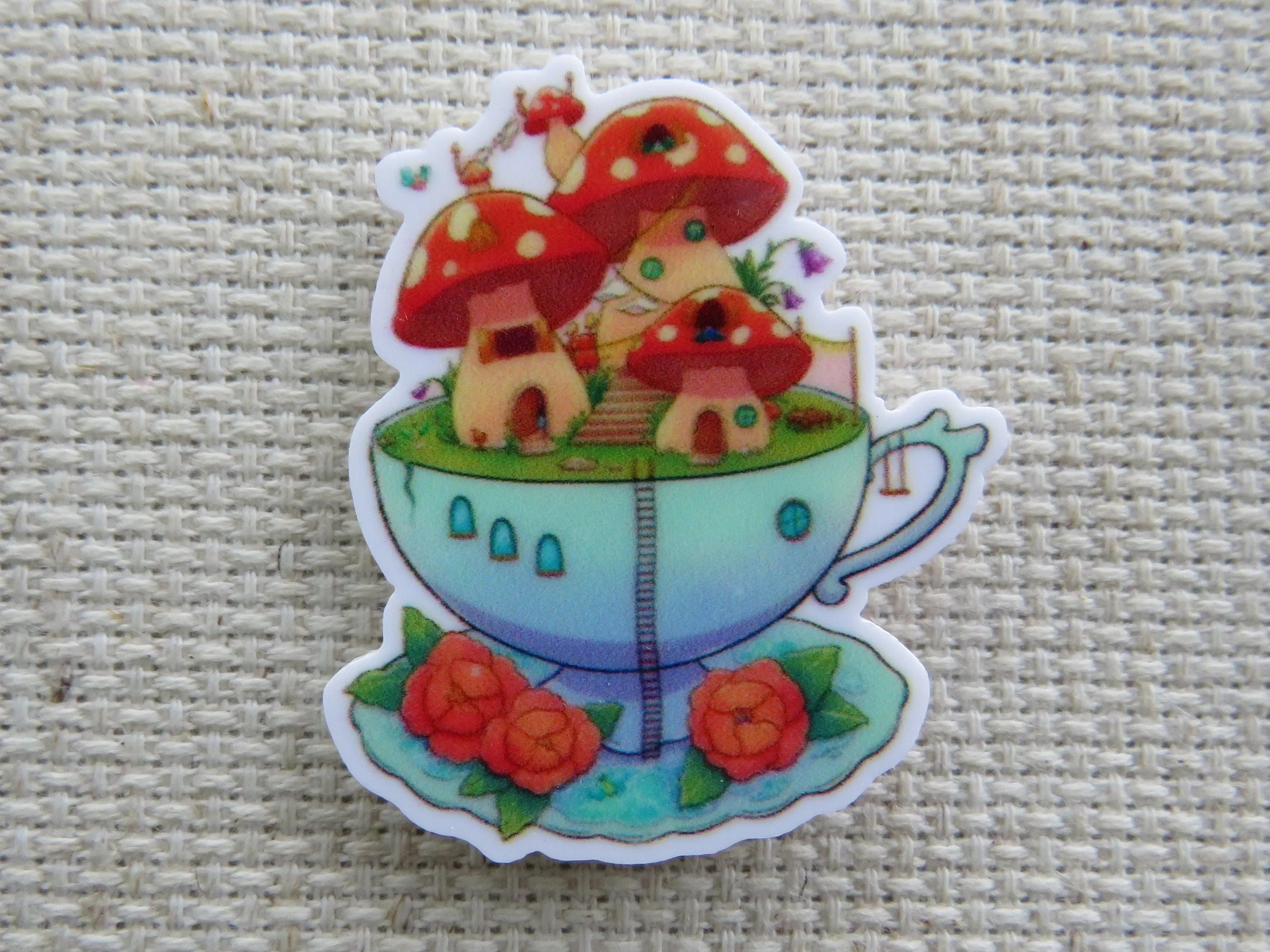 Mushroom Village in a Cup Needle Minder, Cover Minder, Magnet