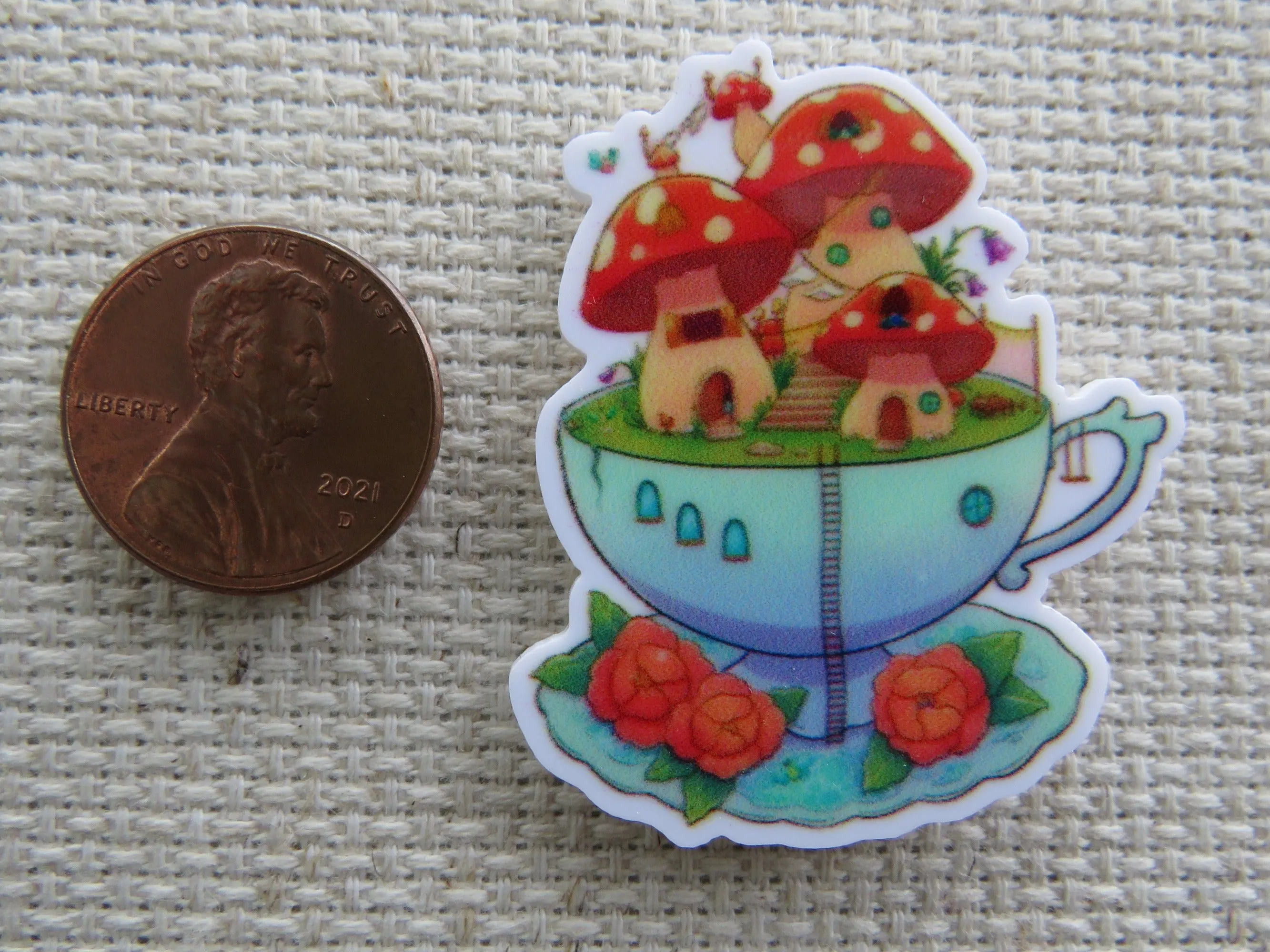 Mushroom Village in a Cup Needle Minder, Cover Minder, Magnet
