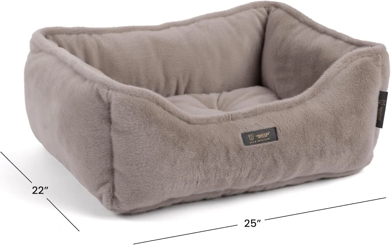 NANDOG Cloud Prive Collection Washable Cat and Dog Bed for Small to Medium Breeds  Made of Ultra Soft Micro Plush Fabric  Reversible Design with Double-Stitched Seams (Taupe Gray, Prive 25)