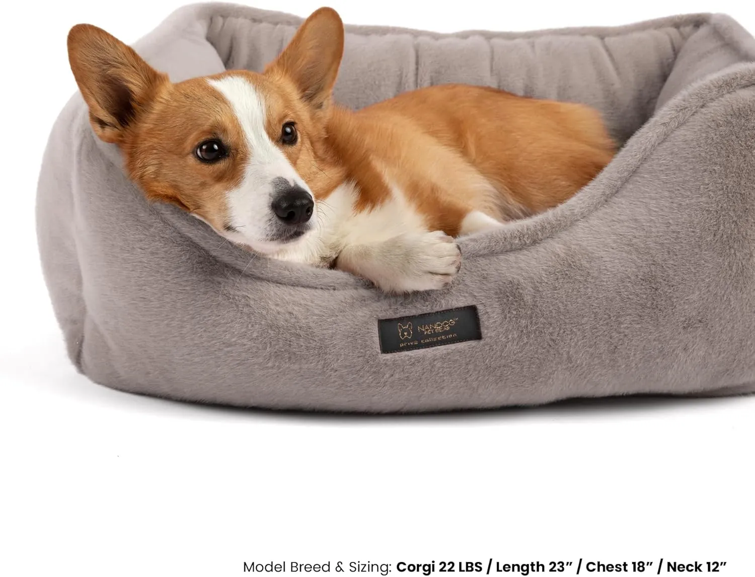NANDOG Cloud Prive Collection Washable Cat and Dog Bed for Small to Medium Breeds  Made of Ultra Soft Micro Plush Fabric  Reversible Design with Double-Stitched Seams (Taupe Gray, Prive 25)