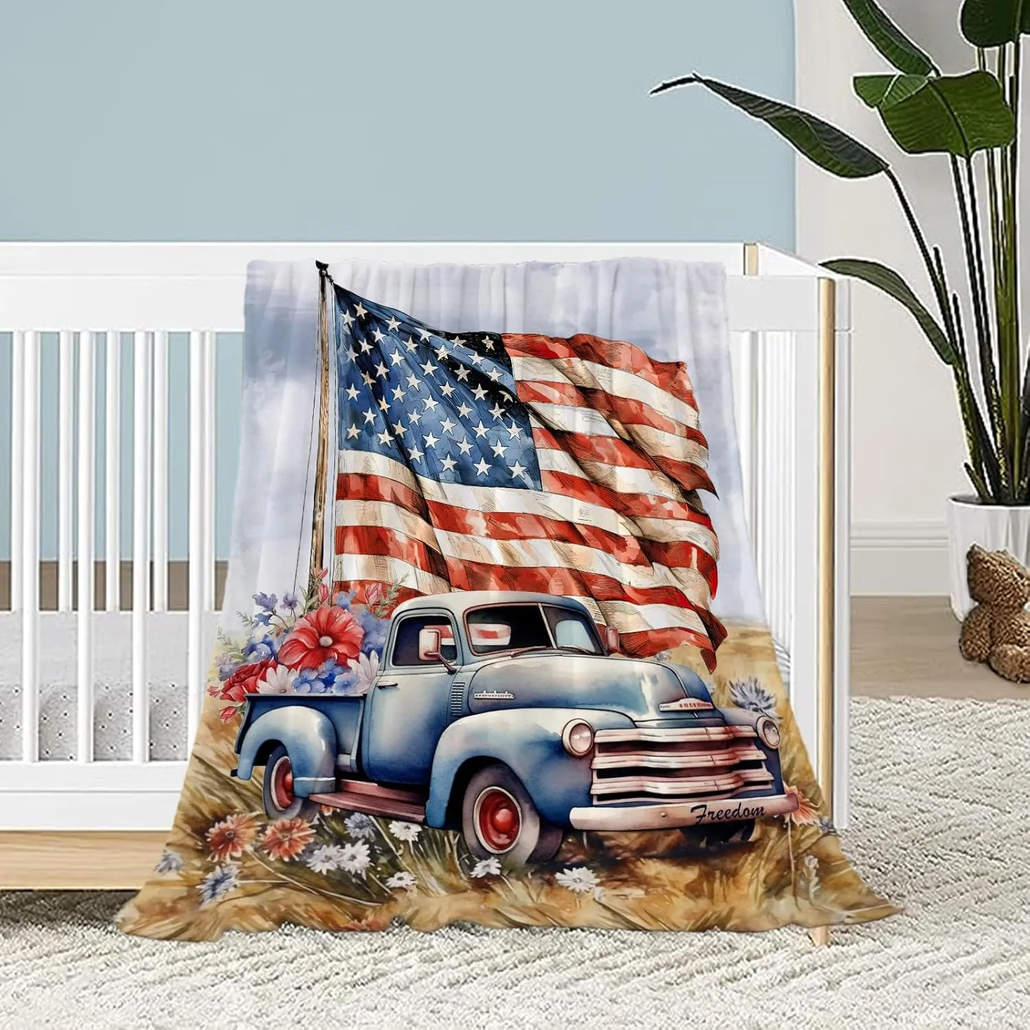Neatee Living Patriotic Throw Blanket Baby Small 4th of July Memorial Day Fourth of July American Flag Blanket for Swaddle Toddler Veteran Day Stars and Stripes Red White Blue Blanket 30x40