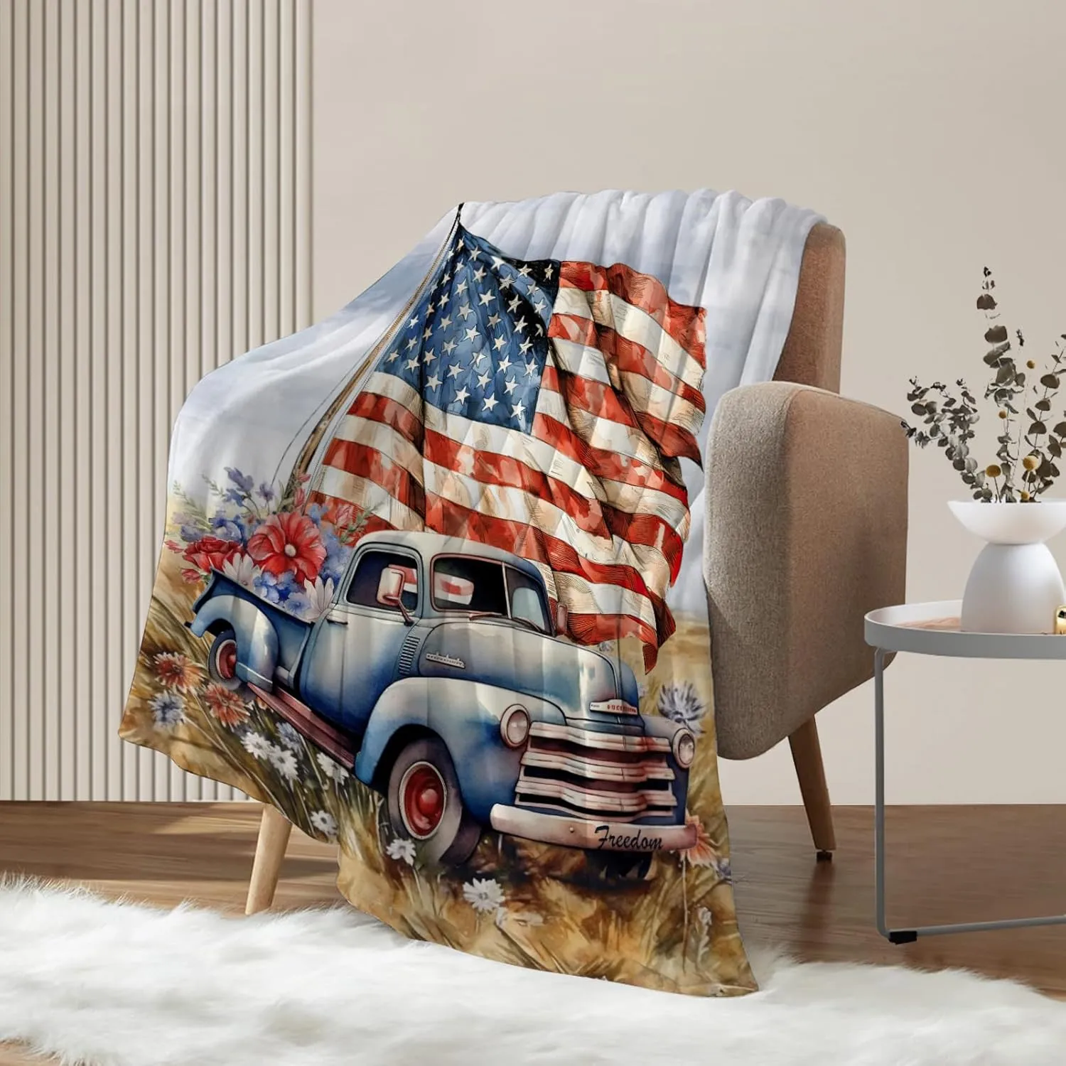 Neatee Living Patriotic Throw Blanket Baby Small 4th of July Memorial Day Fourth of July American Flag Blanket for Swaddle Toddler Veteran Day Stars and Stripes Red White Blue Blanket 30x40