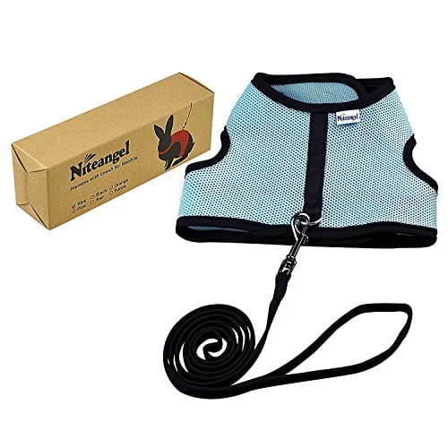 Niteangel Adjustable Soft Harness with Elastic Leash for Rabbits