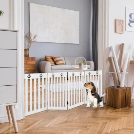NNECW Wooden Freestanding Pet Gate with 360 Flexible Hinges for Home & Stairs & Doorway-White