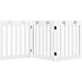 NNECW Wooden Freestanding Pet Gate with 360 Flexible Hinges for Stairs & Doorway-White