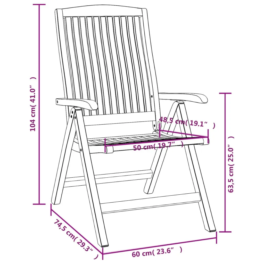 Outdoor Recliner Chairs Camping Chair with Armrest Solid Wood Teak
