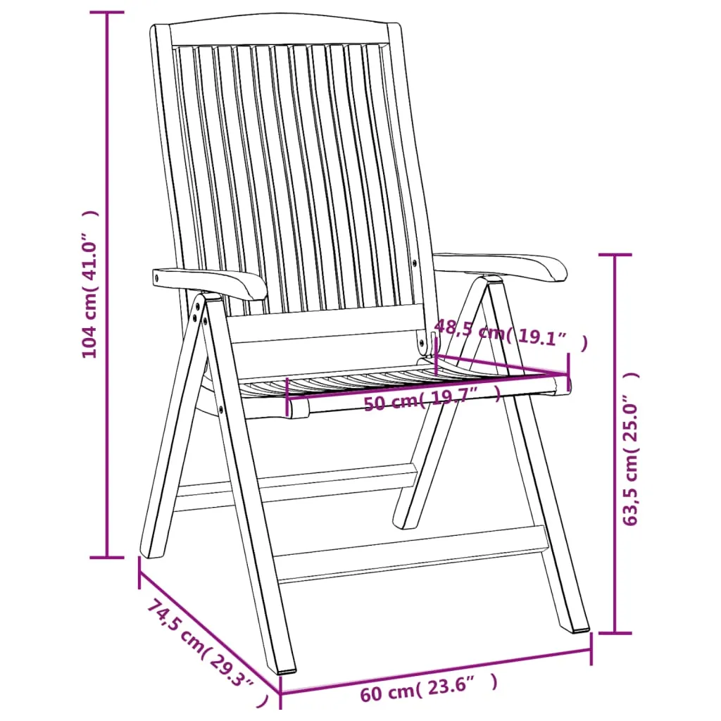 Outdoor Recliner Chairs Camping Chair with Armrest Solid Wood Teak