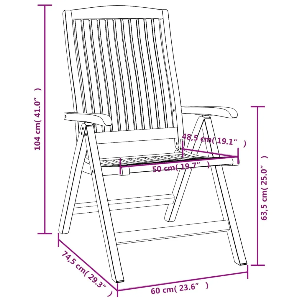 Outdoor Recliner Chairs Camping Chair with Armrest Solid Wood Teak