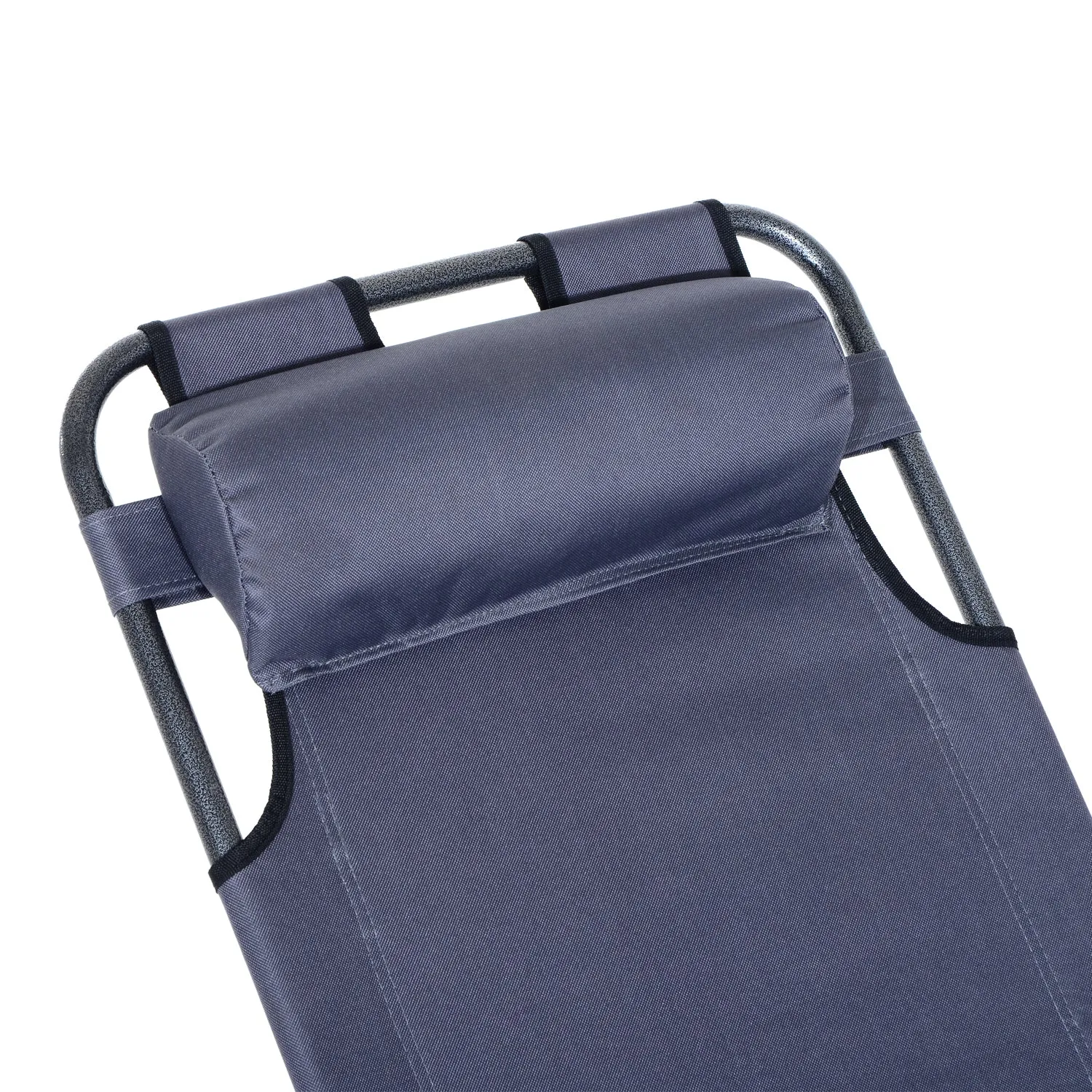 Outsunny 2 in 1 Outdoor Folding Sun Lounger w/ Adjustable Back and Pillow Grey