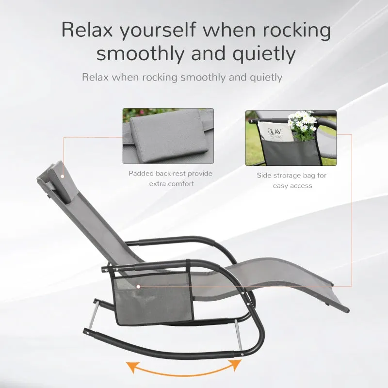 Outsunny Lounger Rocking Chair - Grey