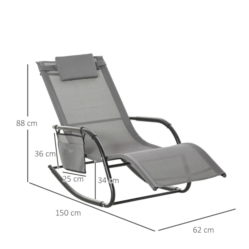 Outsunny Lounger Rocking Chair - Grey