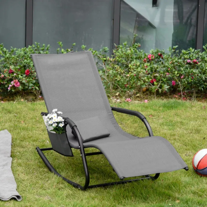 Outsunny Lounger Rocking Chair - Grey