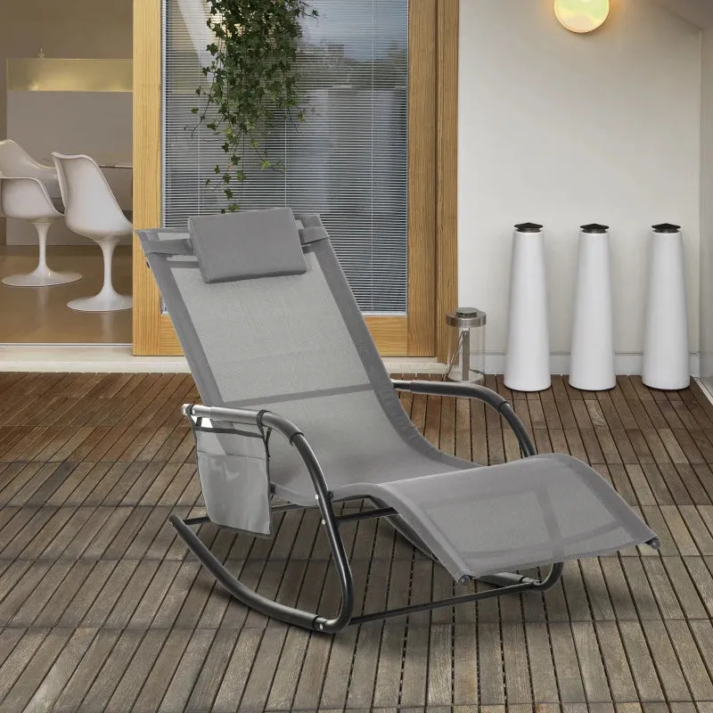 Outsunny Lounger Rocking Chair - Grey