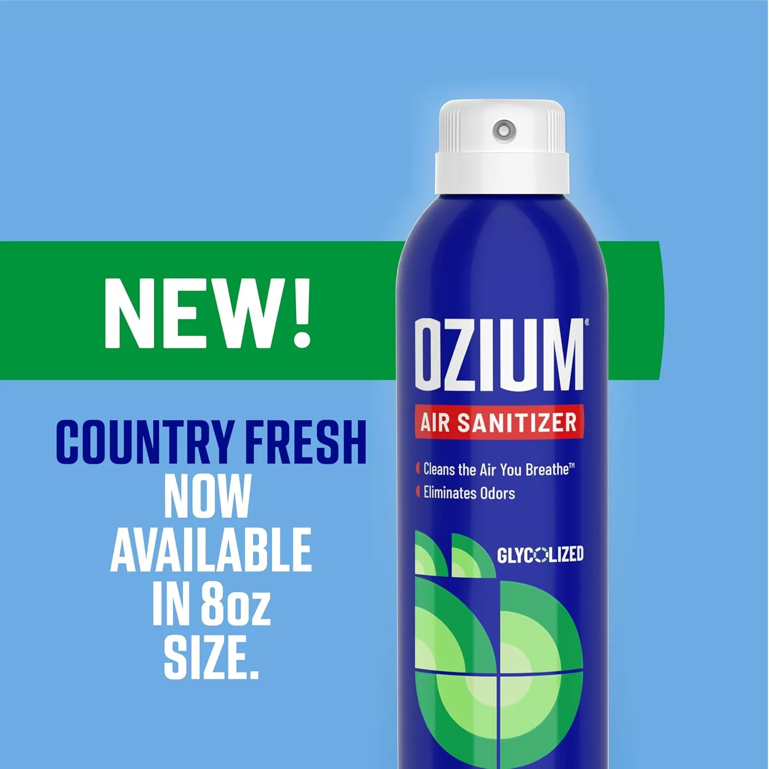 Ozium Air Sanitizer Spray - Room Odor Eliminator for Home, Car, and Office - Country Fresh Air Cleaner - 8 oz Can - 2 Pack