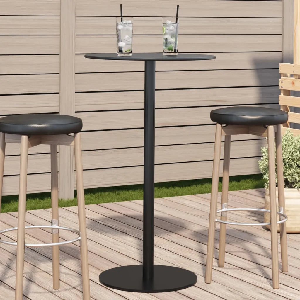 Patio Table Round Black Ø23.6"x41.3" Steel