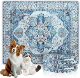 Pattern Washable Pee Pad for Dogs of 2Pack - Super Absorbent, Reusable, Anti Slip, Breathable Puppy PadsBlue,31*36"