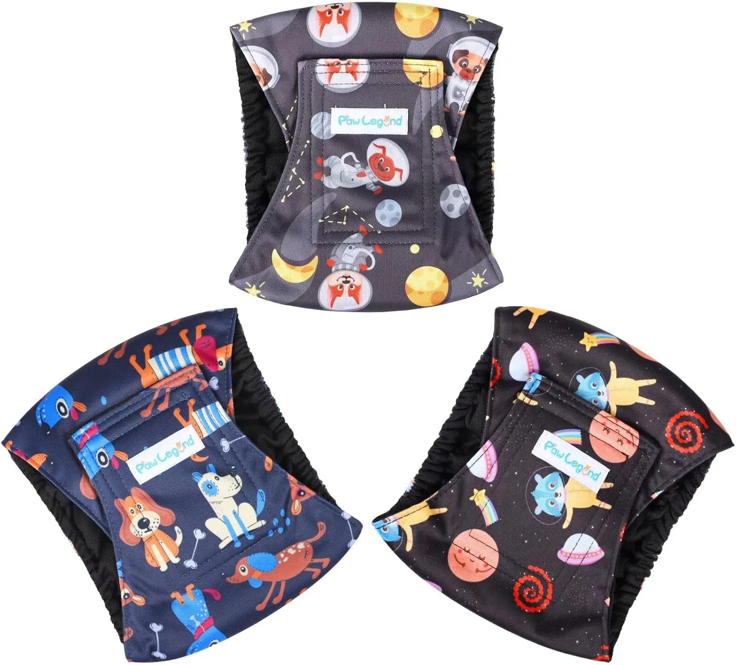 Paw Legend Washable Dogs Diapers Male Dog Belly Bands for Male Dogs Diapers Reusable Puppy & Doggie Diapers Male (3 Pack, Medium)