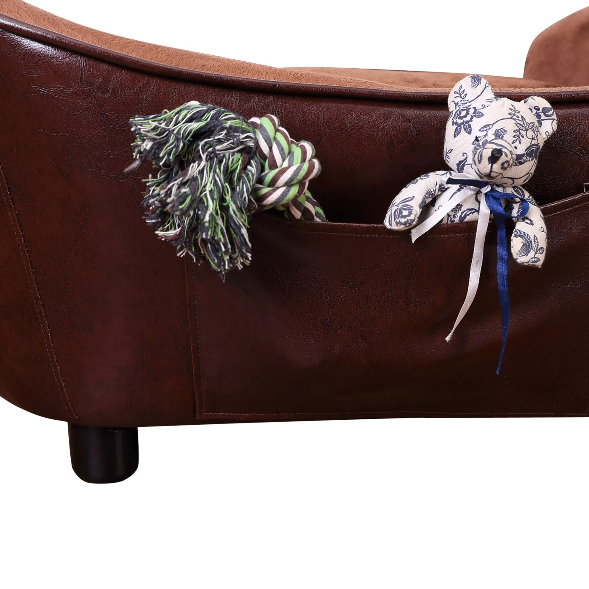PawHut Dog Sofa Chair W/ Legs Cushion for XS Dog Cat 68.5x40.5x40.5 cm, Brown