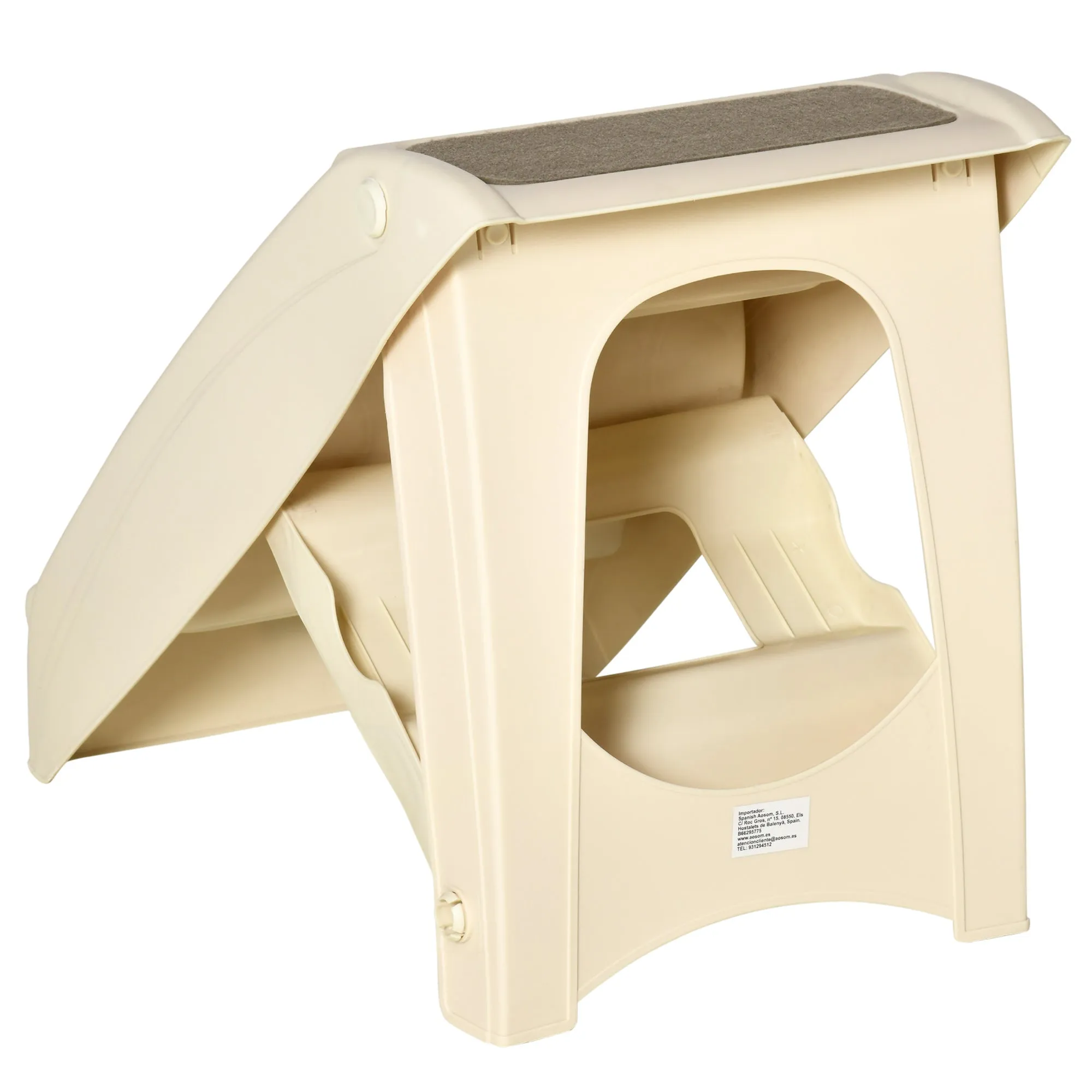 PawHut Four-Step Foldable Pet Stairs w/ Non-Slip Mats, for S, XS Dogs - Beige
