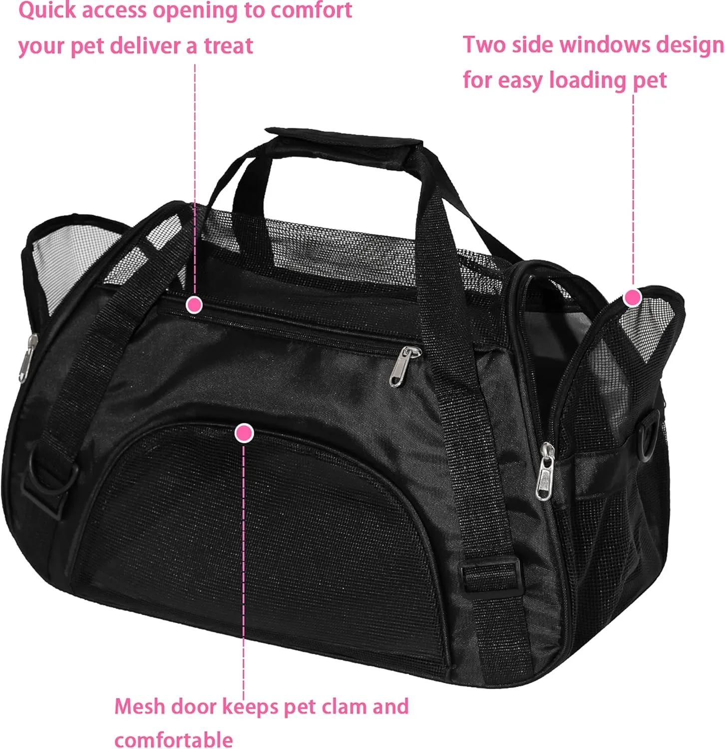 Pet Carrier Soft-Sided Carriers for Cat Carriers Dog Carrier for Small Medium Cats Dogs Puppies Pet Carrier Airline Approved Cat Dog Pet Travel Carrier (Medium,Black)