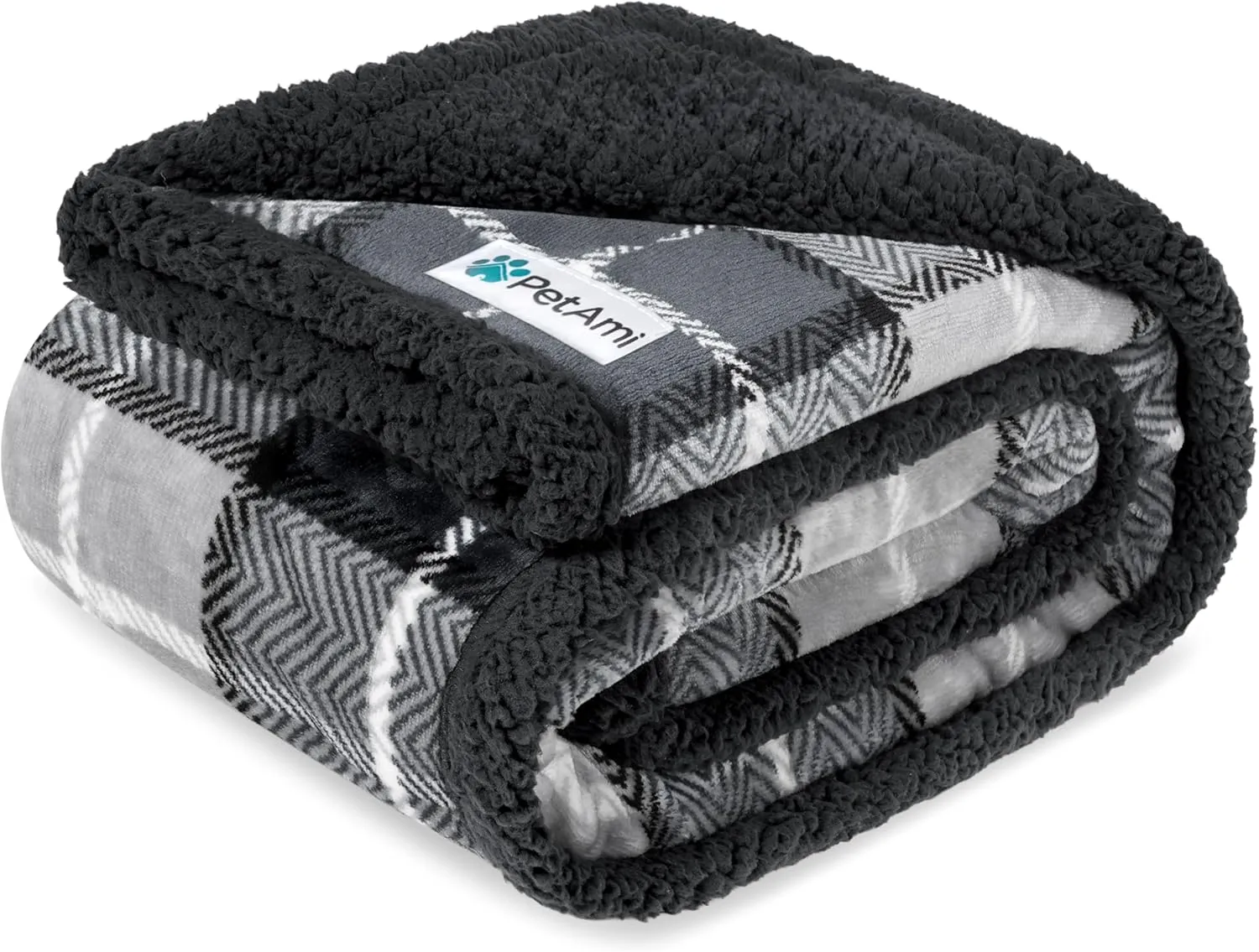 PetAmi Waterproof Dog Blanket for Bed, XL Dog Pet Blanket Couch Cover Protection, Sherpa Fleece Leakproof Bed Blanket for Crate Kennel Sofa Furniture Protector, Reversible Soft 80x60 Light Gray/Gray