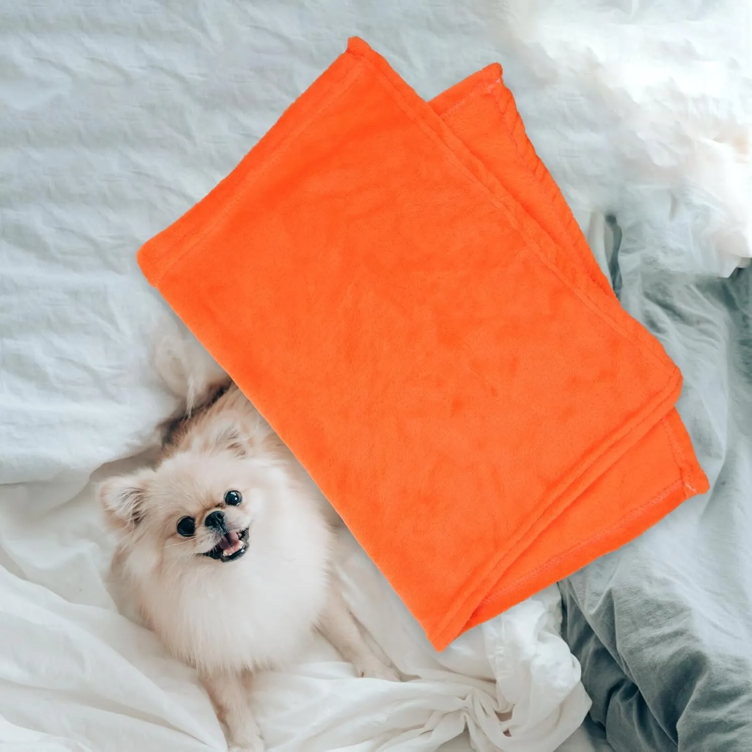POPETPOP Luxurious Solid Pet Blanket Flannel Fleece Pet Bedding Warm Flannel Blanket for Yearlong Comfort