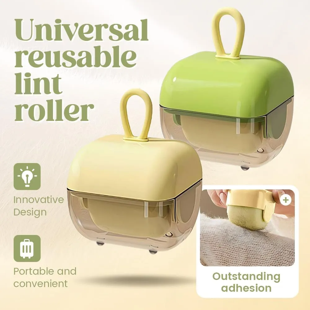 Portable Lint Roller, 2025 New Lint Rollers for Pet Hair, Reusable Pet Hair Remover for Travel, Portable Clothes Lint Remover Household Use, Washable Lint Rollers for Pet Owners (Green)
