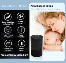 Portable Waterless Diffuser for Essential Oil with 2000mAh Battery, Quiet Cordless Aromatherapy Diffuser for Home,Office or Car with 3 Mist and Timer Levels (Black)