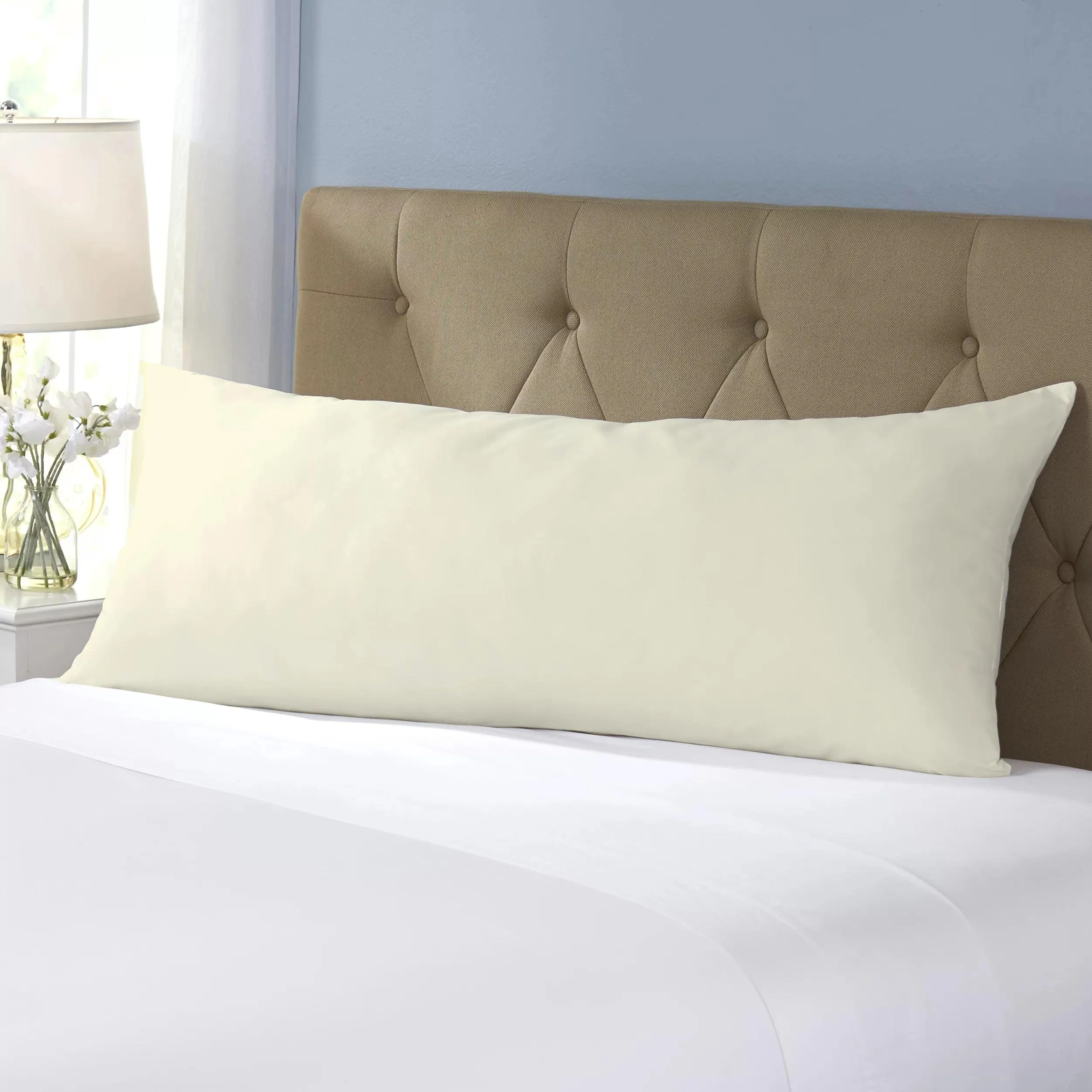 Premium Ivory Body Pillow Cover Super Soft Removable and Washable Standard Size Long Pillow cover 45 x140cm with Zipper Enclosure