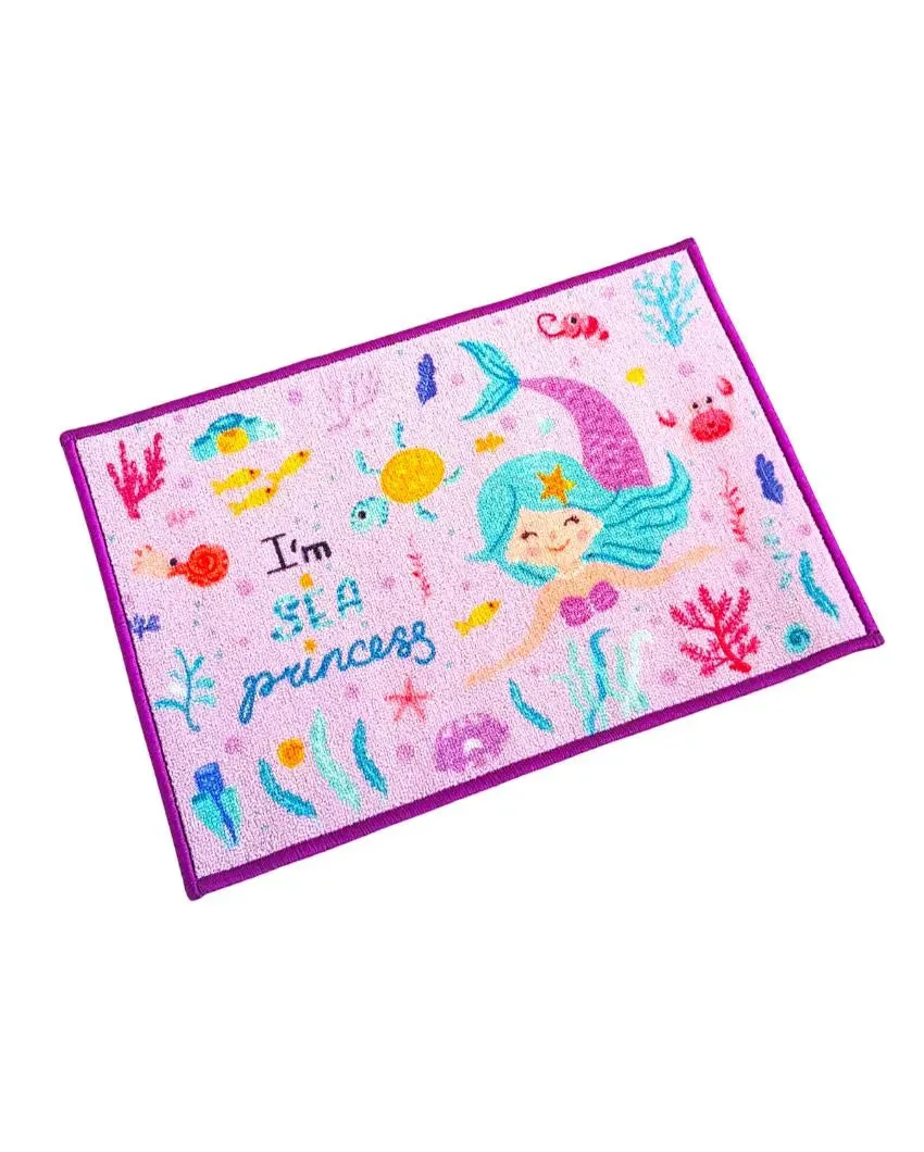 Purple Mermaid Anti-Slip Kids Multipurpose Door Mats | Set of 2 | 24 x 16 inches