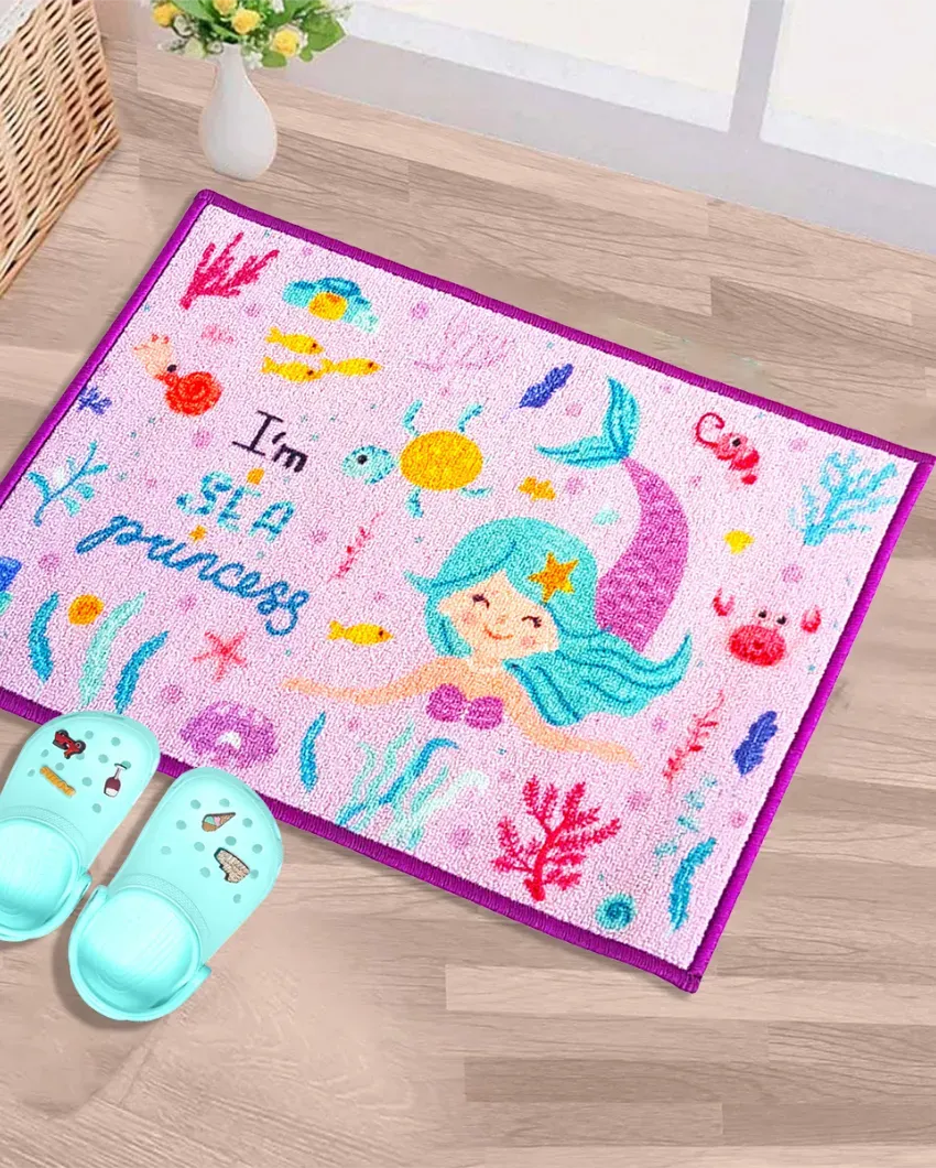 Purple Mermaid Anti-Slip Kids Multipurpose Door Mats | Set of 2 | 24 x 16 inches