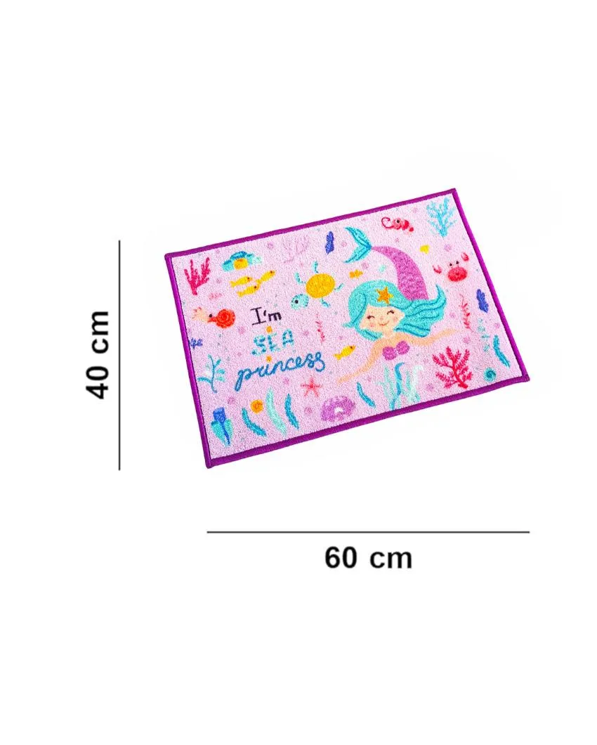 Purple Mermaid Anti-Slip Kids Multipurpose Door Mats | Set of 2 | 24 x 16 inches