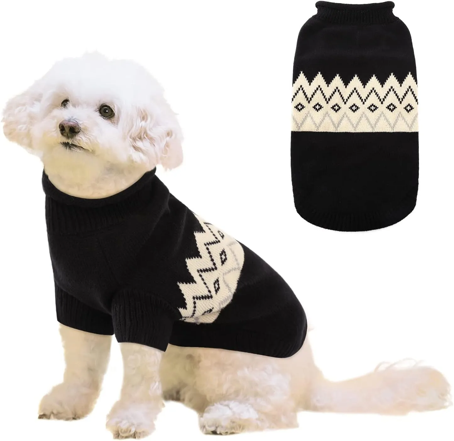 Queenmore Warm Dog Sweater, Soft Pet Knitwear, Knitted Pullover, Winter Pet Clothes for Small Medium Dogs Cats