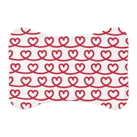 Red Heart Drawing Pet Feeding Mat Bone Shape Dog Placemat Cat Food Mat