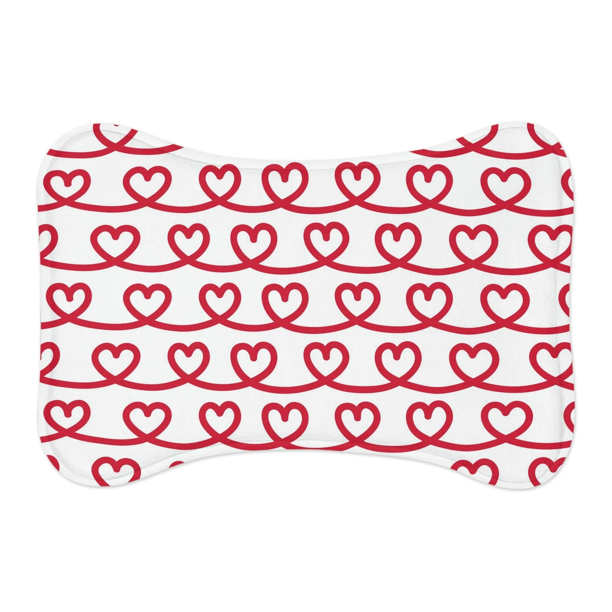 Red Heart Drawing Pet Feeding Mat Bone Shape Dog Placemat Cat Food Mat