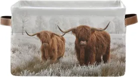 Scottish Highland Cow Storage Basket Fabric Storage Bin Baskets Bull Farmhouse Funny Animal Foldable Storage Boxes Bag for Baby Cloth Dog Toy Book Storage Cubes Shelf Closet Basket 16128 Inches