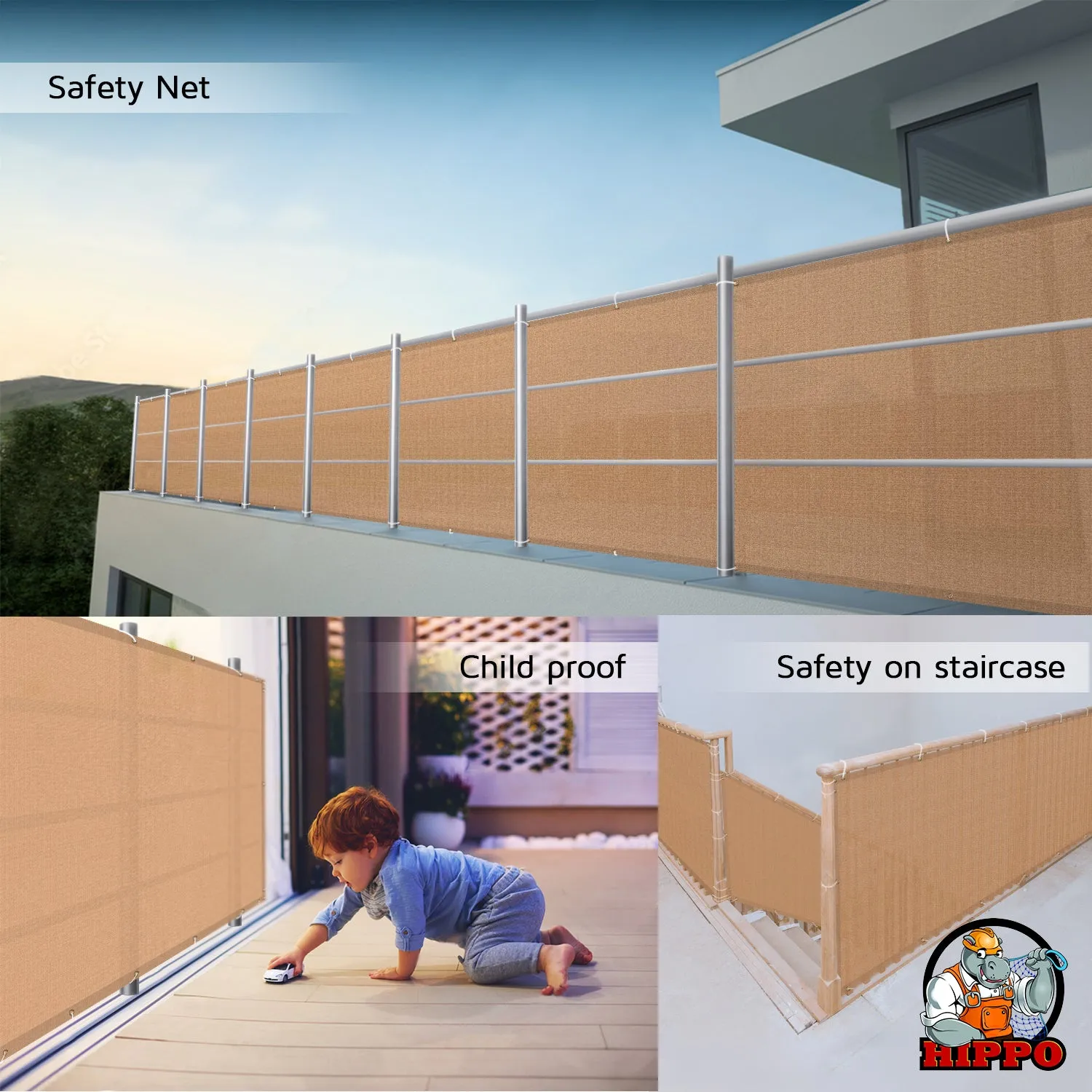 Self Folded Balcony Safety Net - Moderate Vision block