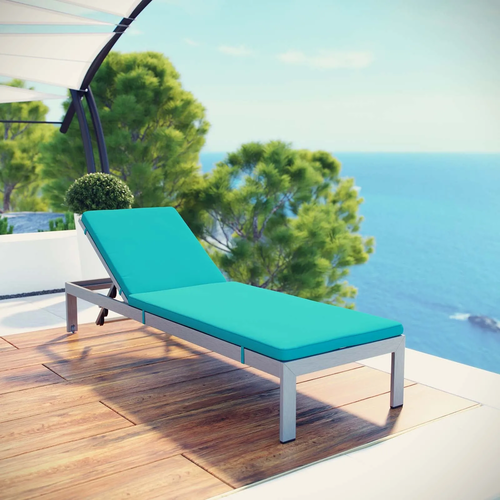 Shore Outdoor Patio  Aluminum Chaise with Cushions