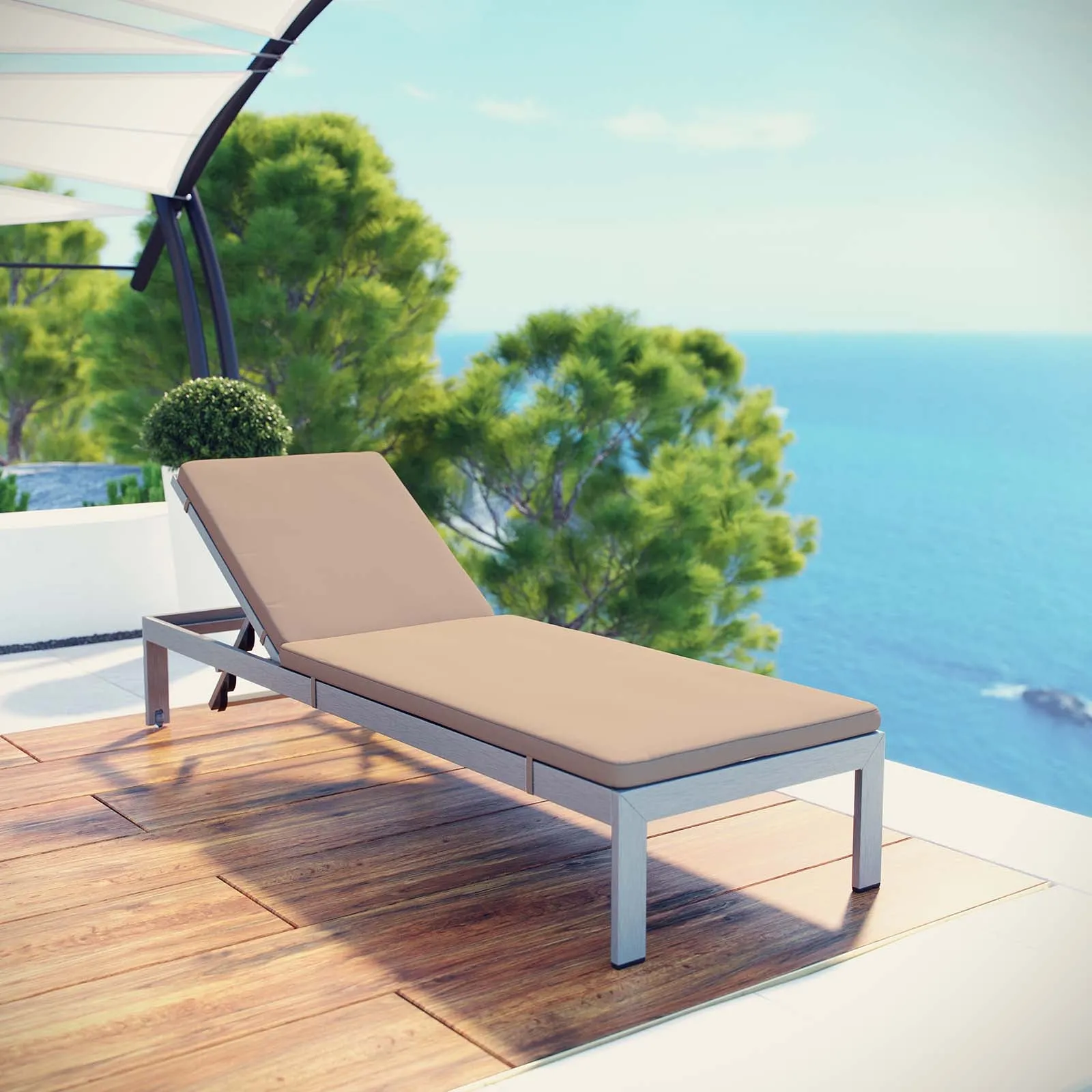 Shore Outdoor Patio  Aluminum Chaise with Cushions