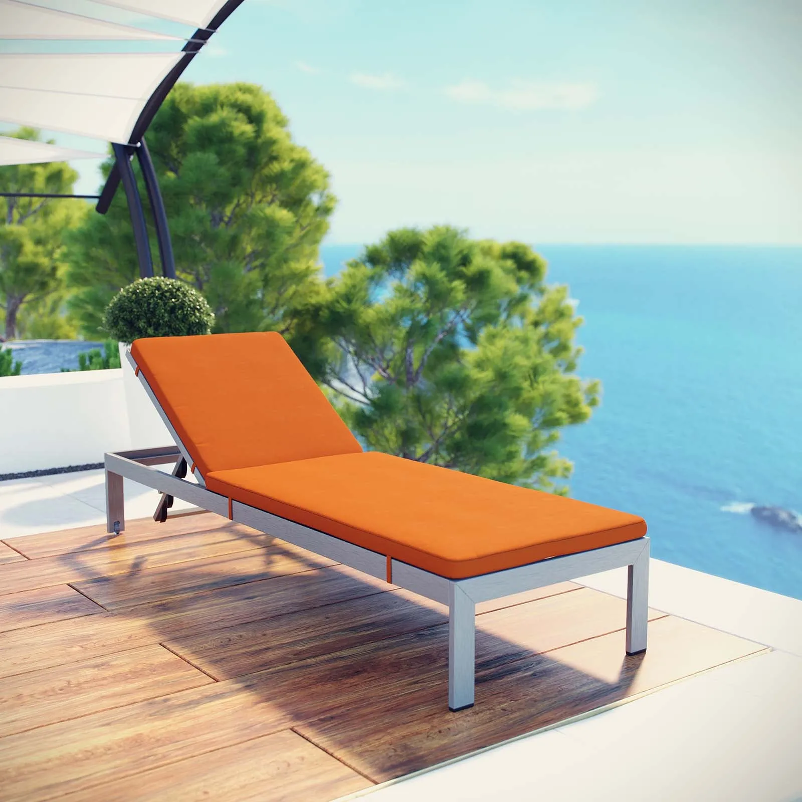 Shore Outdoor Patio  Aluminum Chaise with Cushions