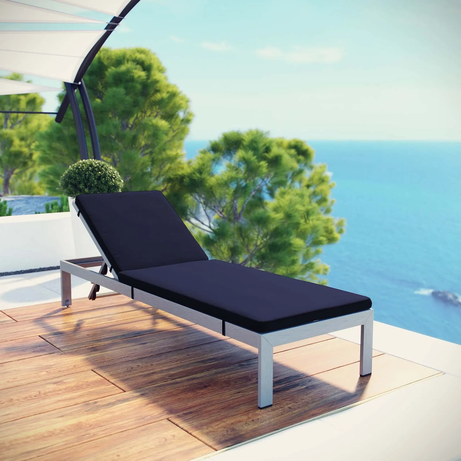 Shore Outdoor Patio  Aluminum Chaise with Cushions
