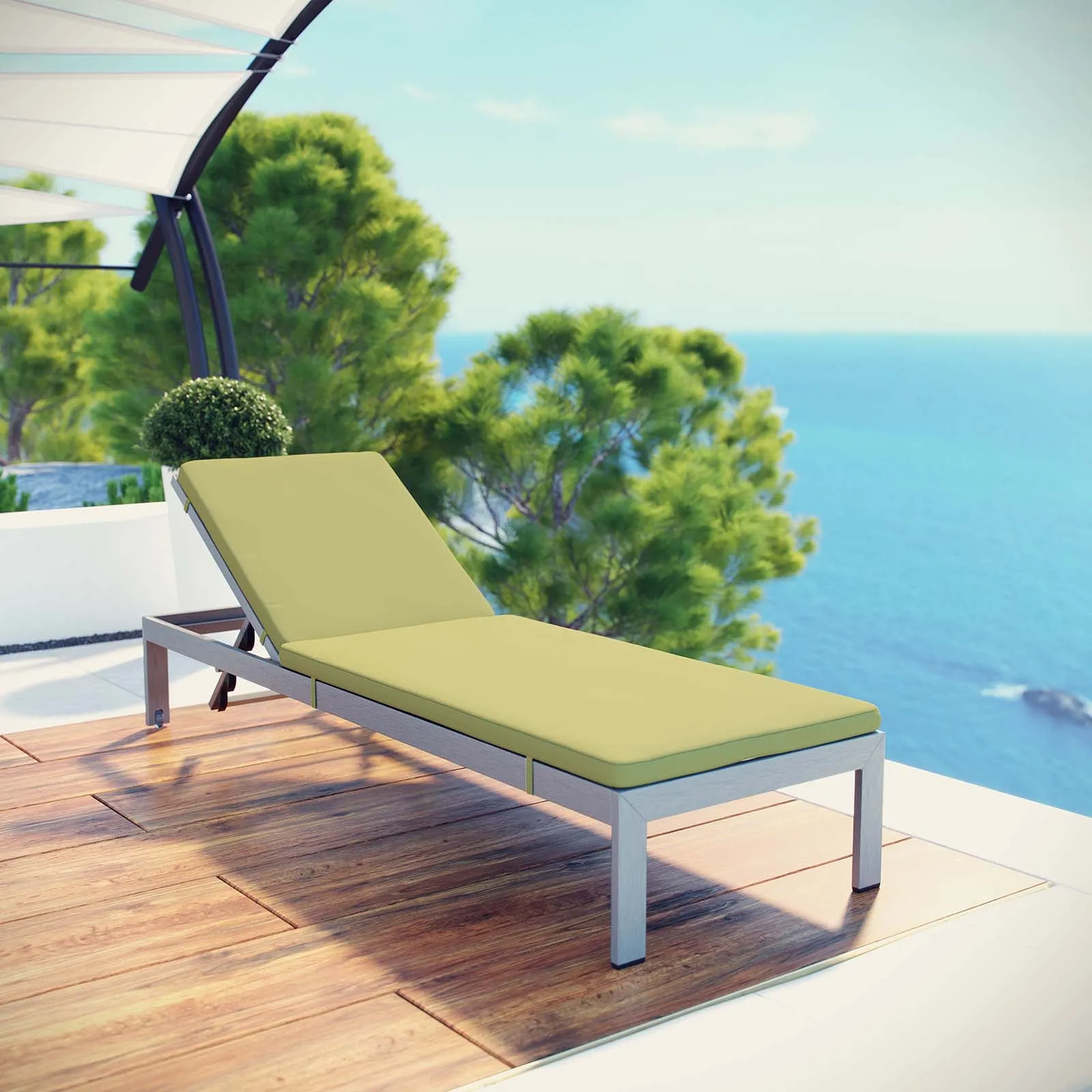 Shore Outdoor Patio  Aluminum Chaise with Cushions