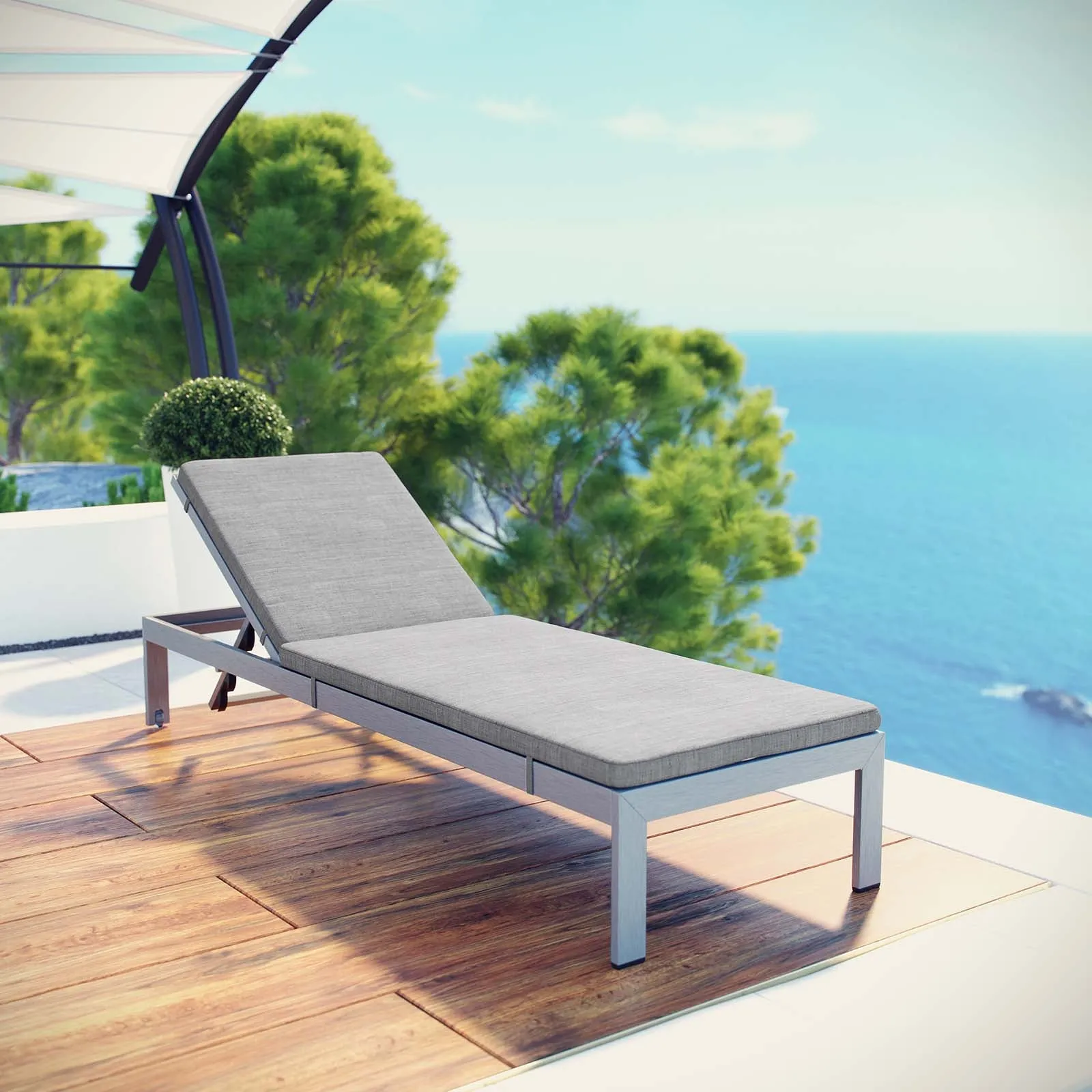 Shore Outdoor Patio  Aluminum Chaise with Cushions