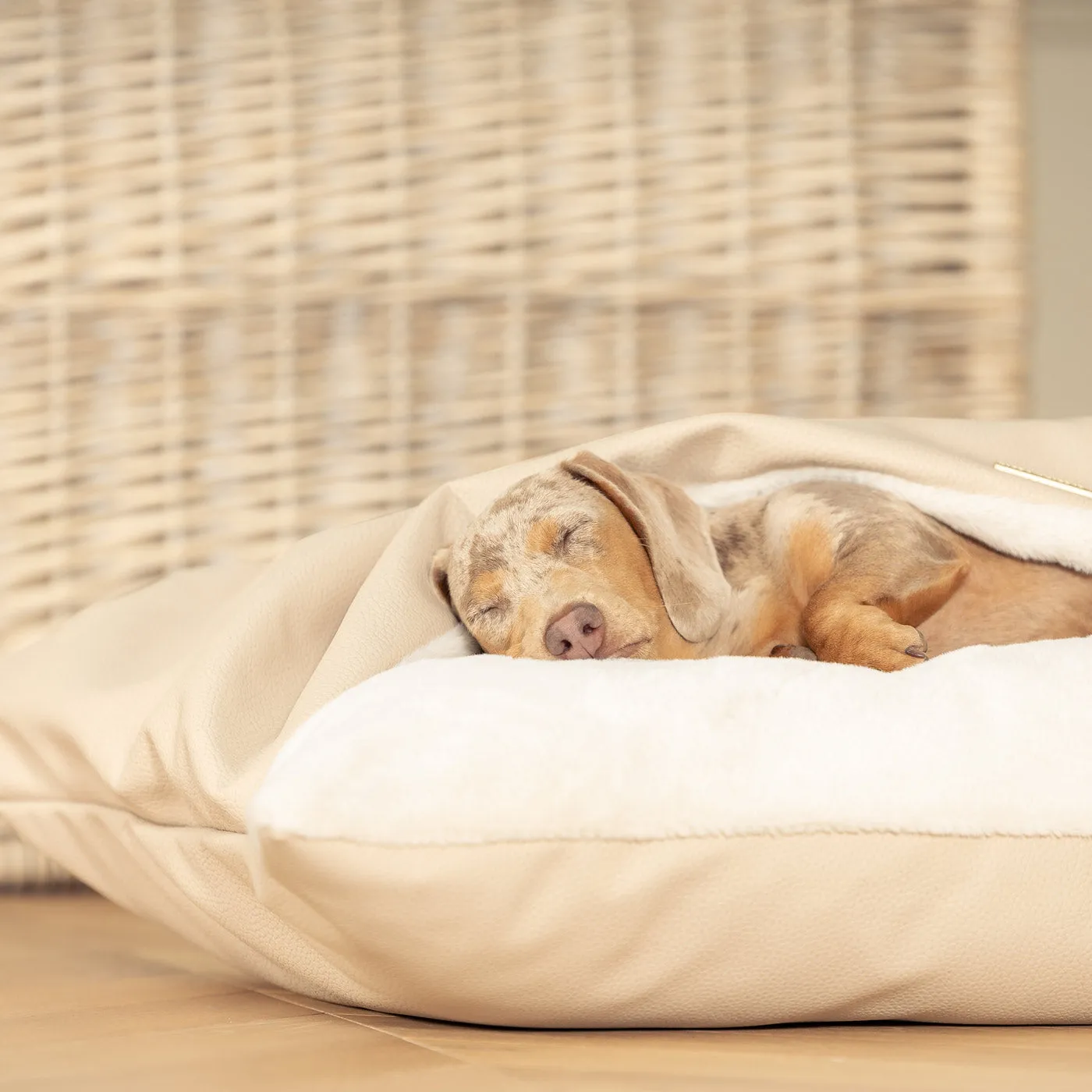 Sleepy Burrows Bed in Sand Rhino Tough Faux Leather by Lords & Labradors