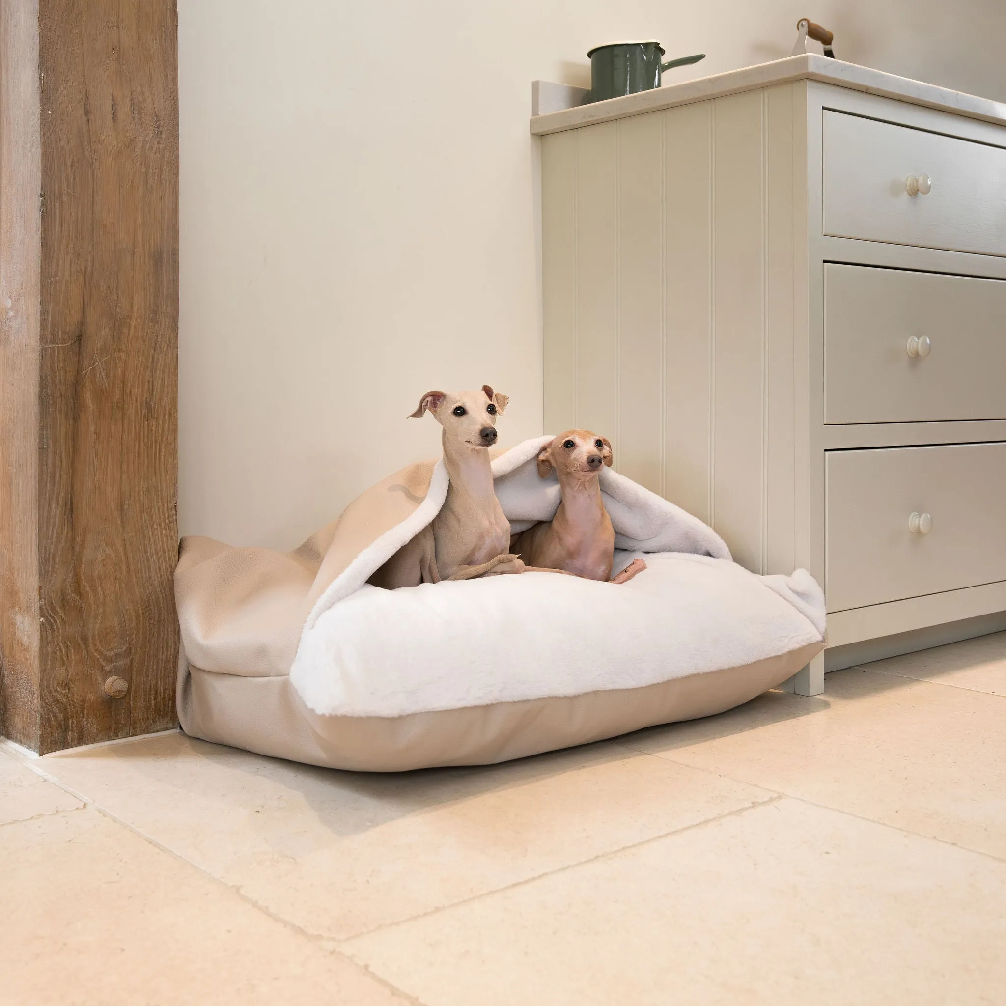 Sleepy Burrows Bed in Sand Rhino Tough Faux Leather by Lords & Labradors