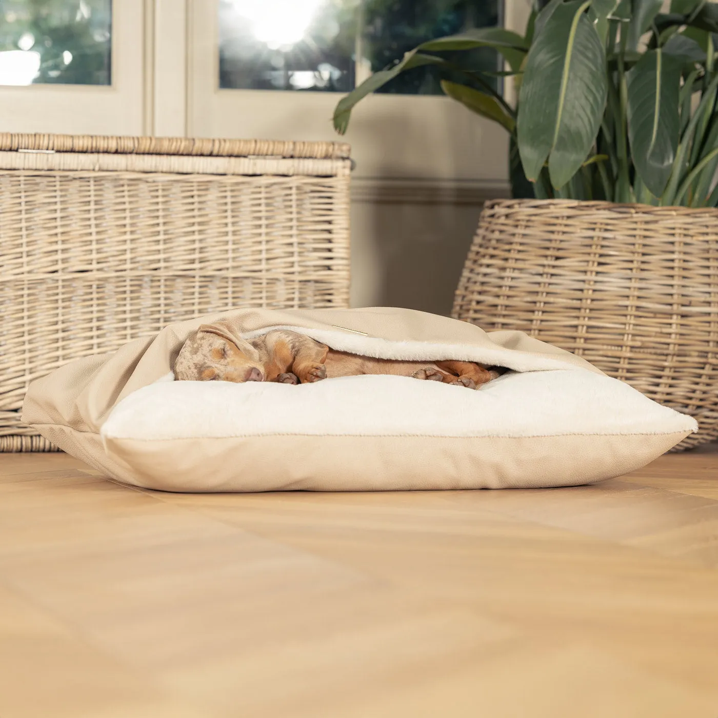 Sleepy Burrows Bed in Sand Rhino Tough Faux Leather by Lords & Labradors