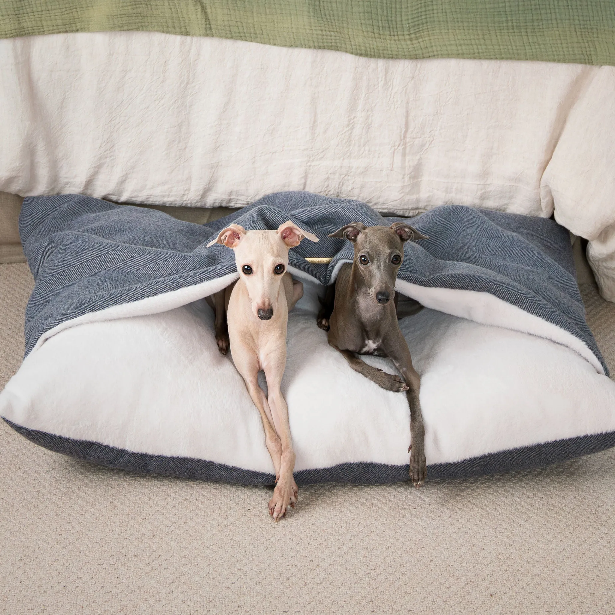 Sleepy Burrows Bed With Removable Cover in Oxford Herringbone by Lords & Labradors